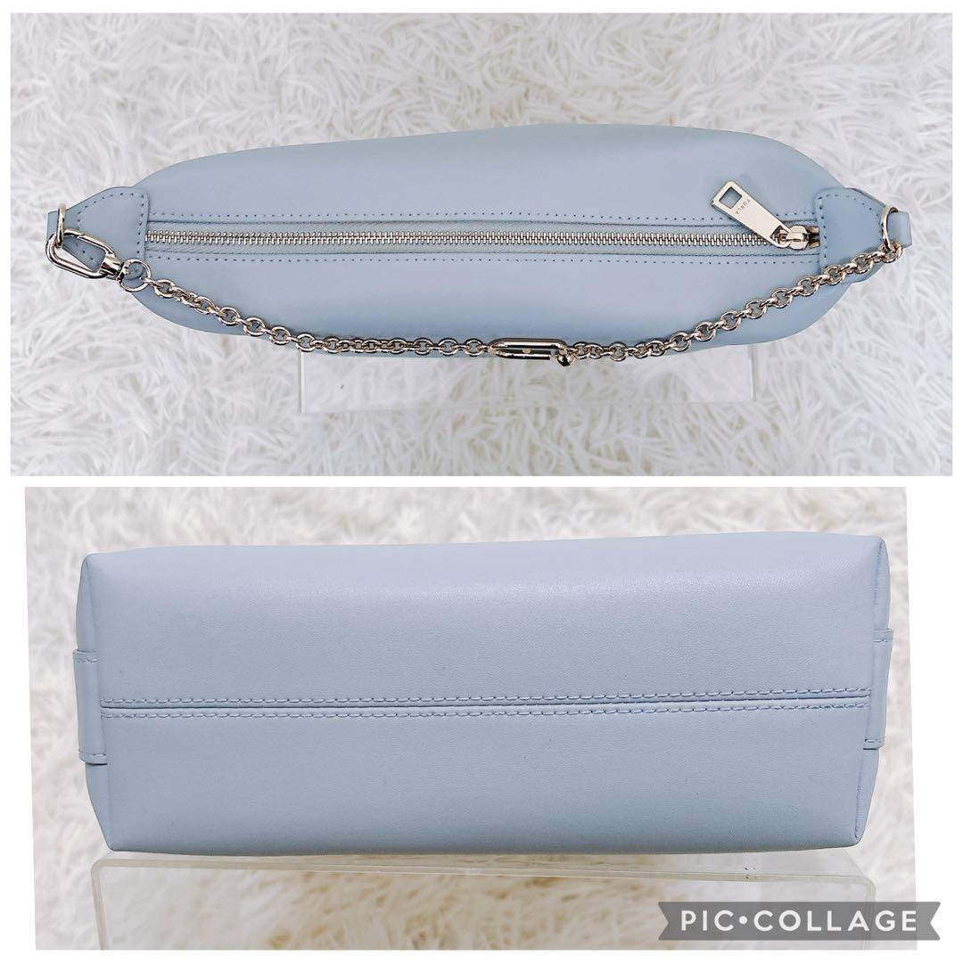 現行　フルラ　ヌヴォラ 2wayショルダーバッグ チェーン　レザー 水色