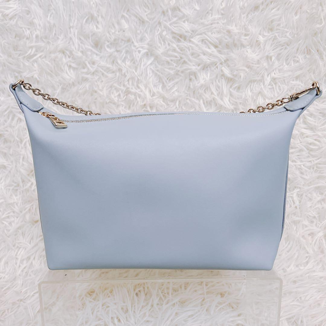 現行　フルラ　ヌヴォラ 2wayショルダーバッグ チェーン　レザー 水色