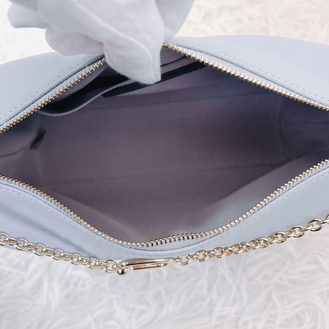 現行　フルラ　ヌヴォラ 2wayショルダーバッグ チェーン　レザー 水色