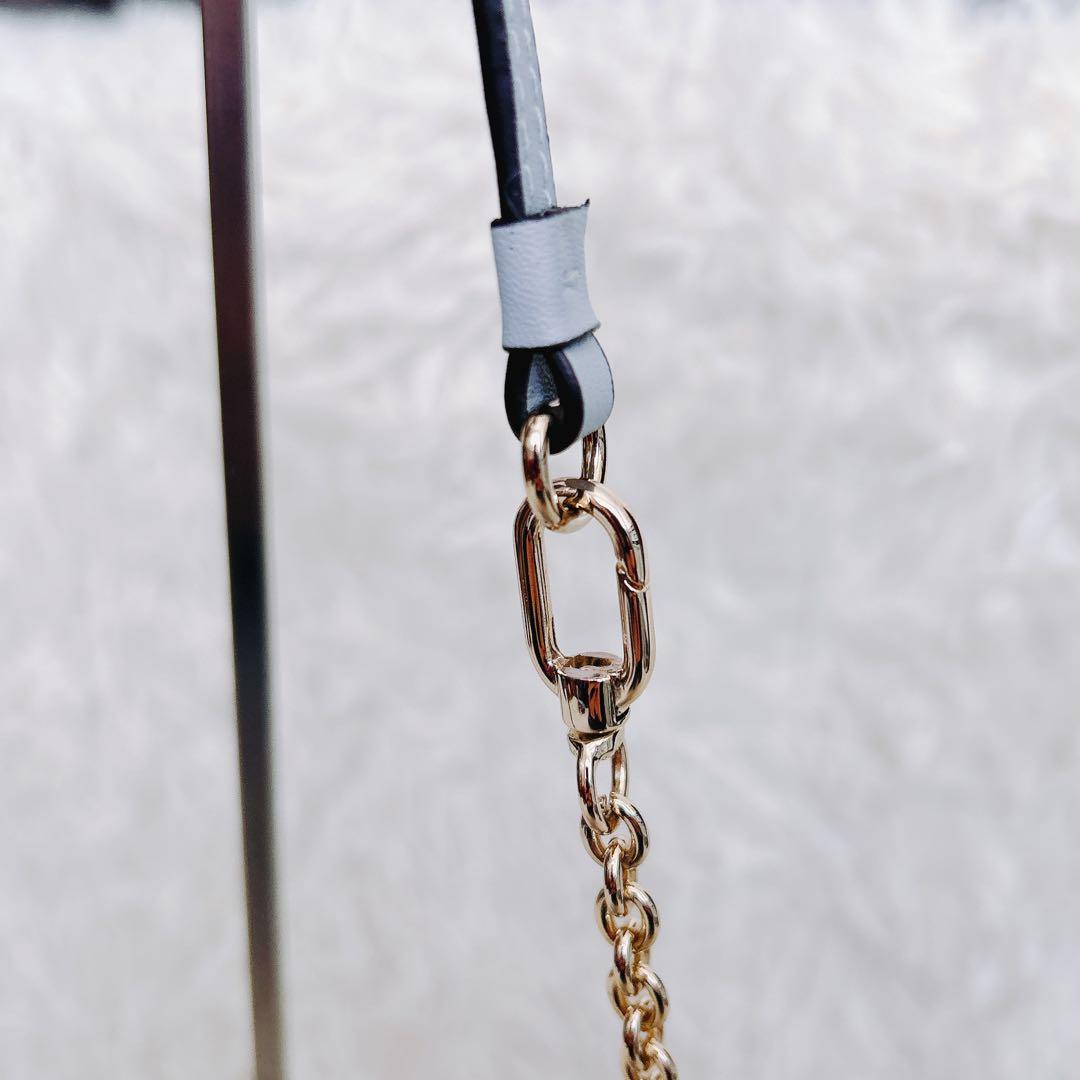 現行　フルラ　ヌヴォラ 2wayショルダーバッグ チェーン　レザー 水色