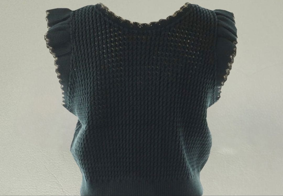 yori ヨリ 25SS クロシェニットミニジレ ネイビー 新品 タグ付き