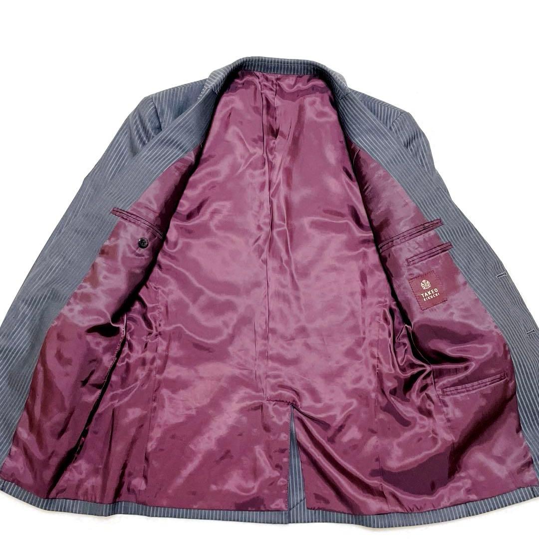 【美品】タケオキクチ　スーツ　セットアップ　 3ピース　ストライプ