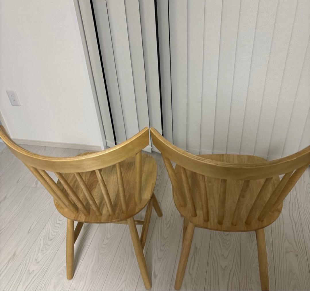 即日発送　天然木　ナチュラルウッド ダイニングチェア 2脚セット