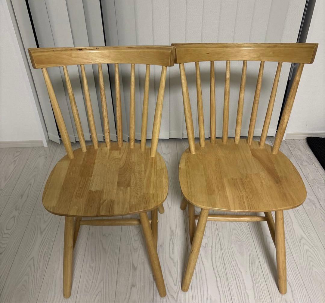 即日発送　天然木　ナチュラルウッド ダイニングチェア 2脚セット