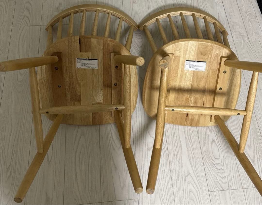 即日発送　天然木　ナチュラルウッド ダイニングチェア 2脚セット