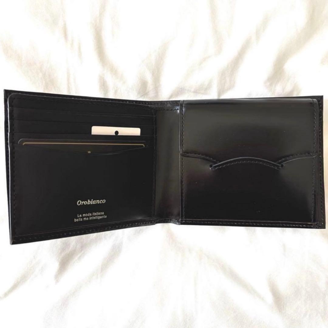 【新品未使用】Orobianco オロビアンコ 本革 二つ折り財布 小銭入れ　黒