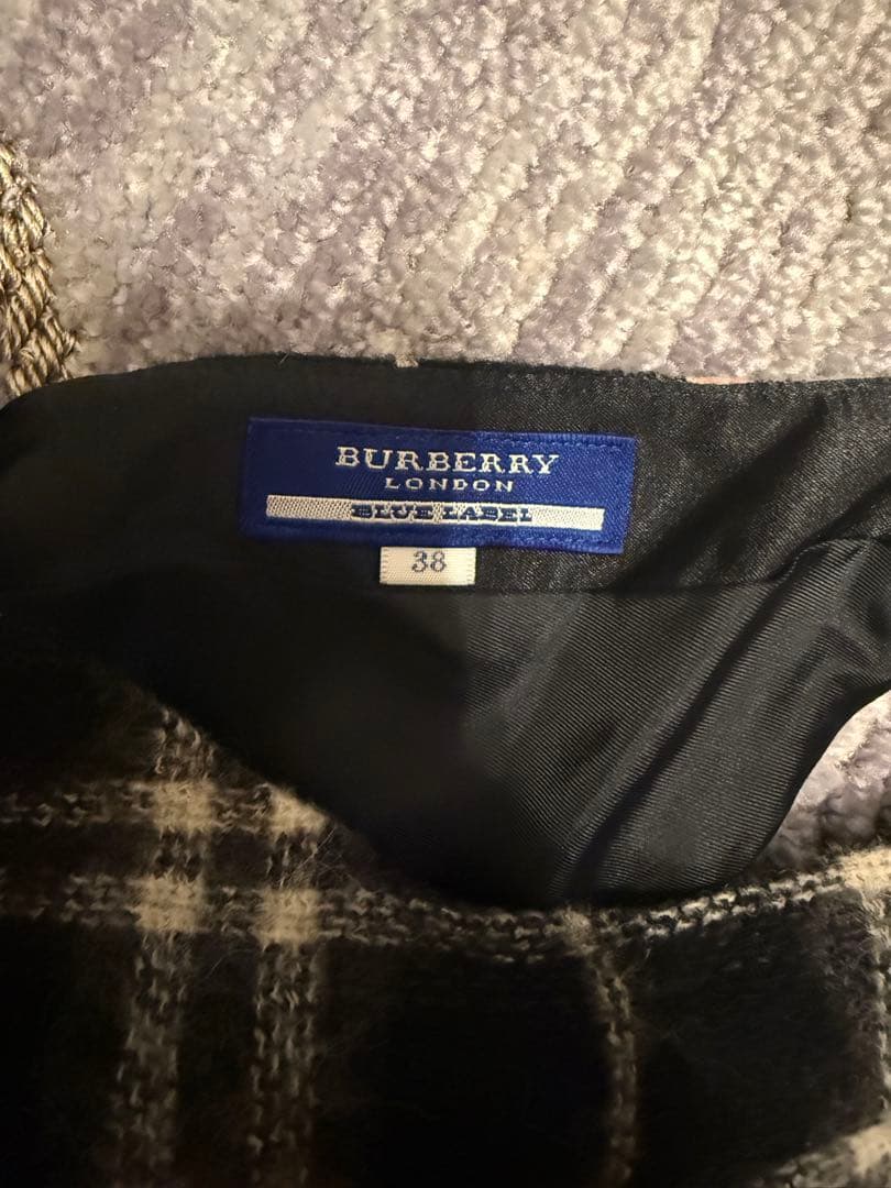 バーバリー　ブルーレーベル　黒　チェック　ウール　ワンピース　38