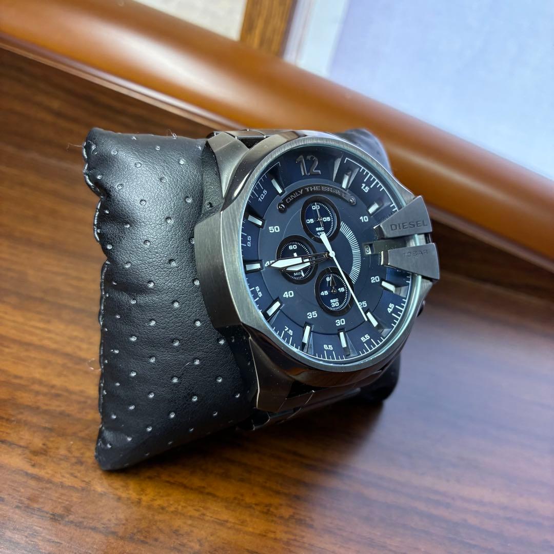 美品✨DIESEL ディーゼル メンズ腕時計 メガチーフ クロノグラフ ガンメタ