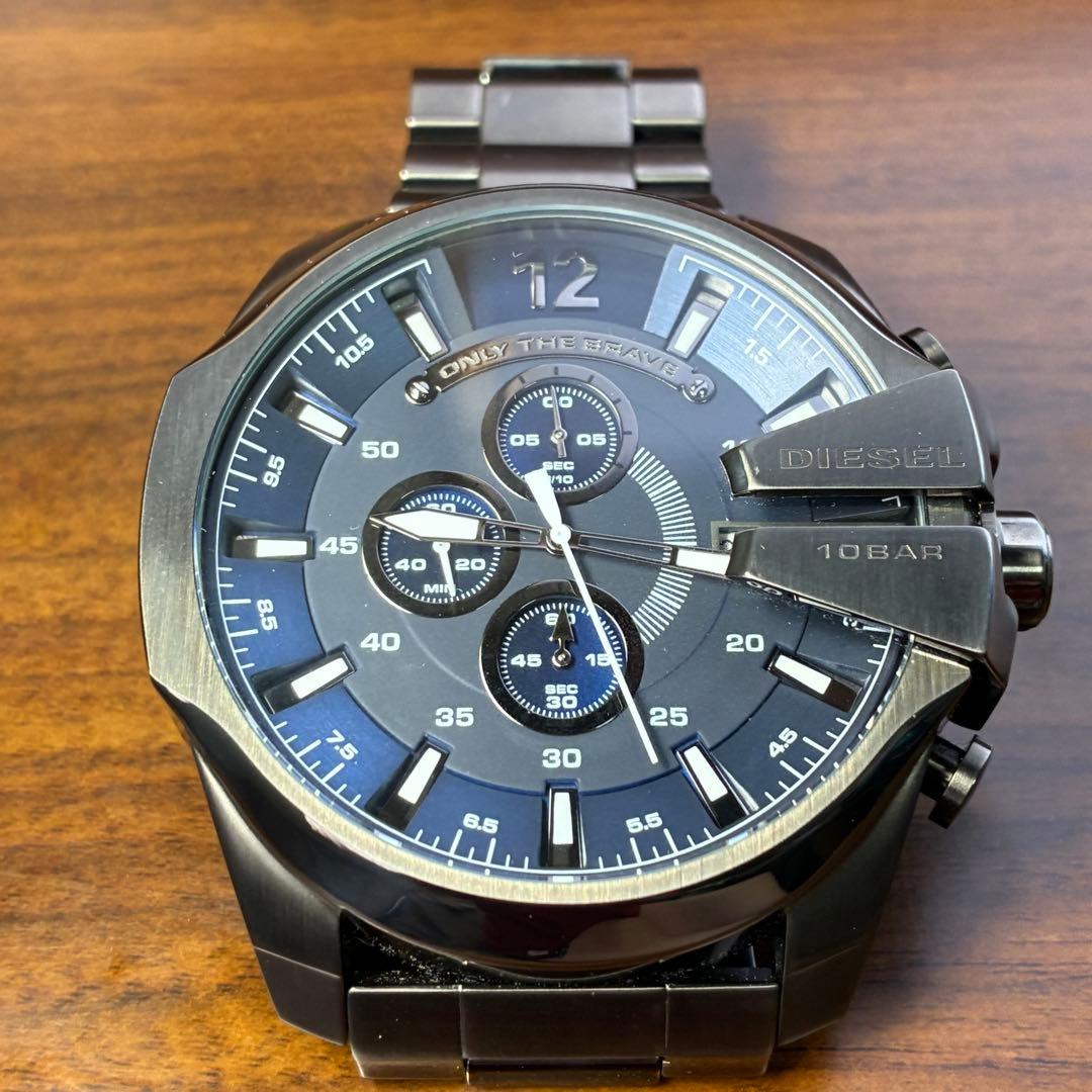 美品✨DIESEL ディーゼル メンズ腕時計 メガチーフ クロノグラフ ガンメタ