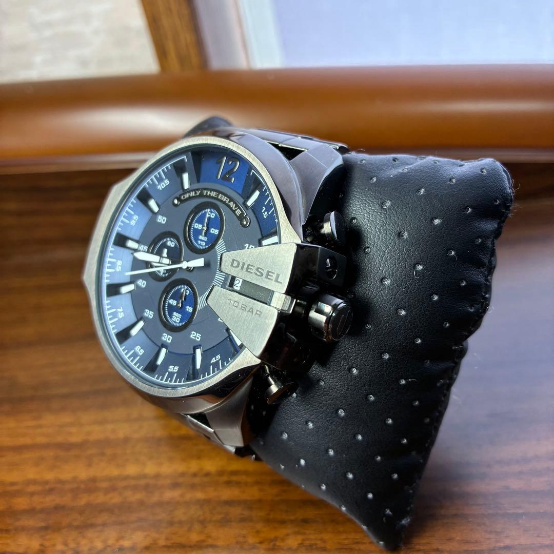 美品✨DIESEL ディーゼル メンズ腕時計 メガチーフ クロノグラフ ガンメタ