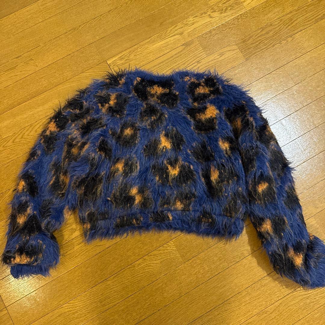 豹柄ファーコート クロップド丈