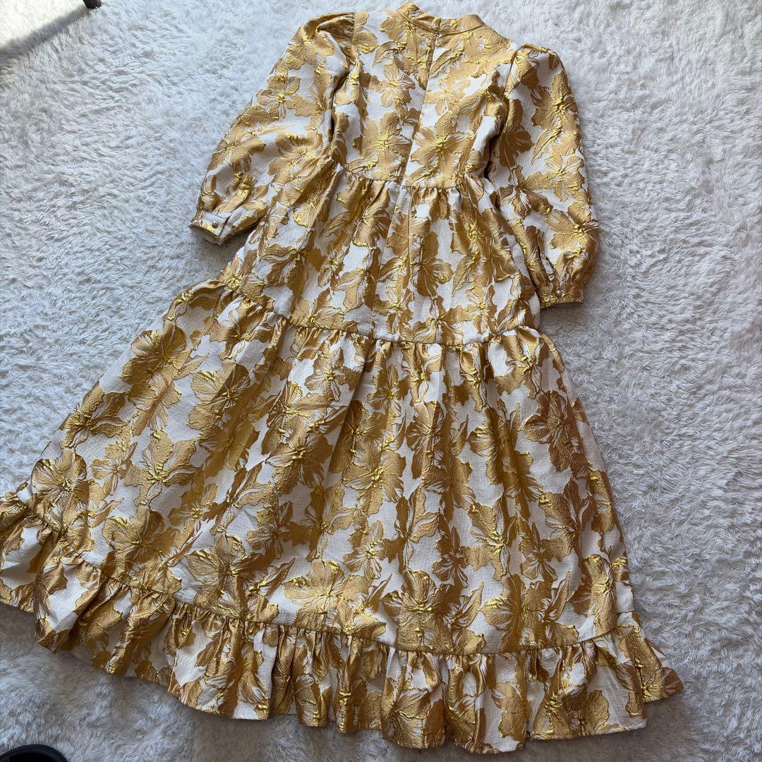 極美品✨シスタージェーン✨ジャガード マキシ丈　ロングワンピース　ティアード S