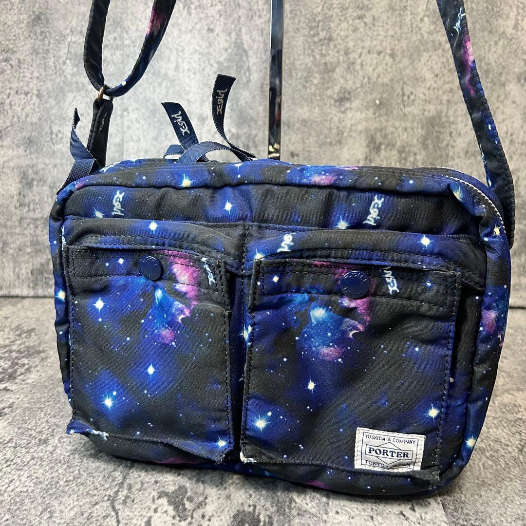 【美品】PORTER X-girl コラボ　ショルダーバッグ　宇宙柄　吉田カバン