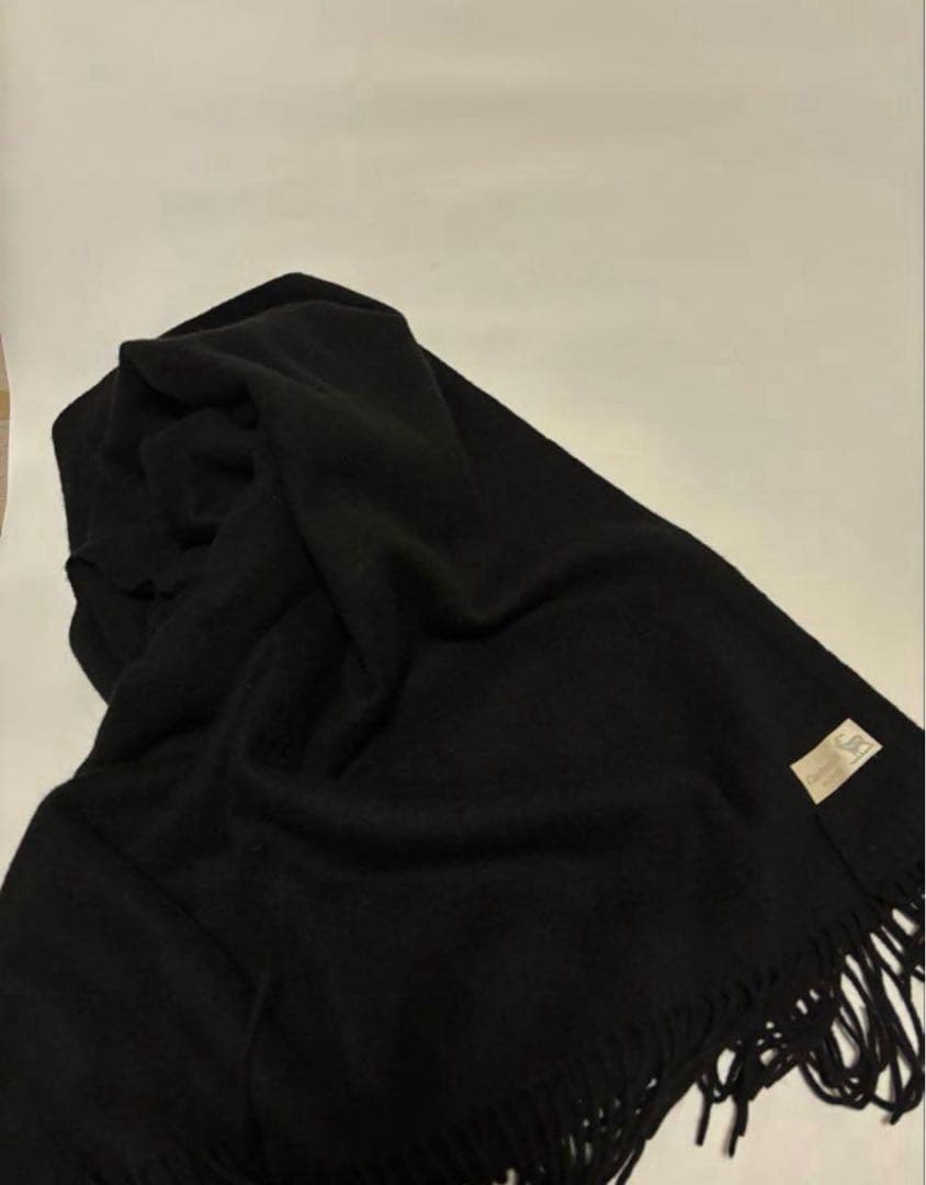 100%カシミヤ ブラック 大判厚手ストール （新品）