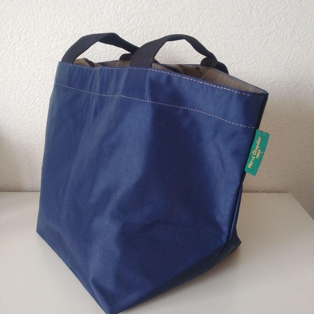 エルベシャプリエ 1028N 舟形トートバッグ　ネイビー×カーキ