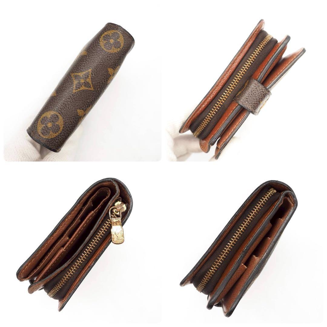 ルイヴィトン モノグラム コンパクトジップ 二つ折り財布 ブラウン