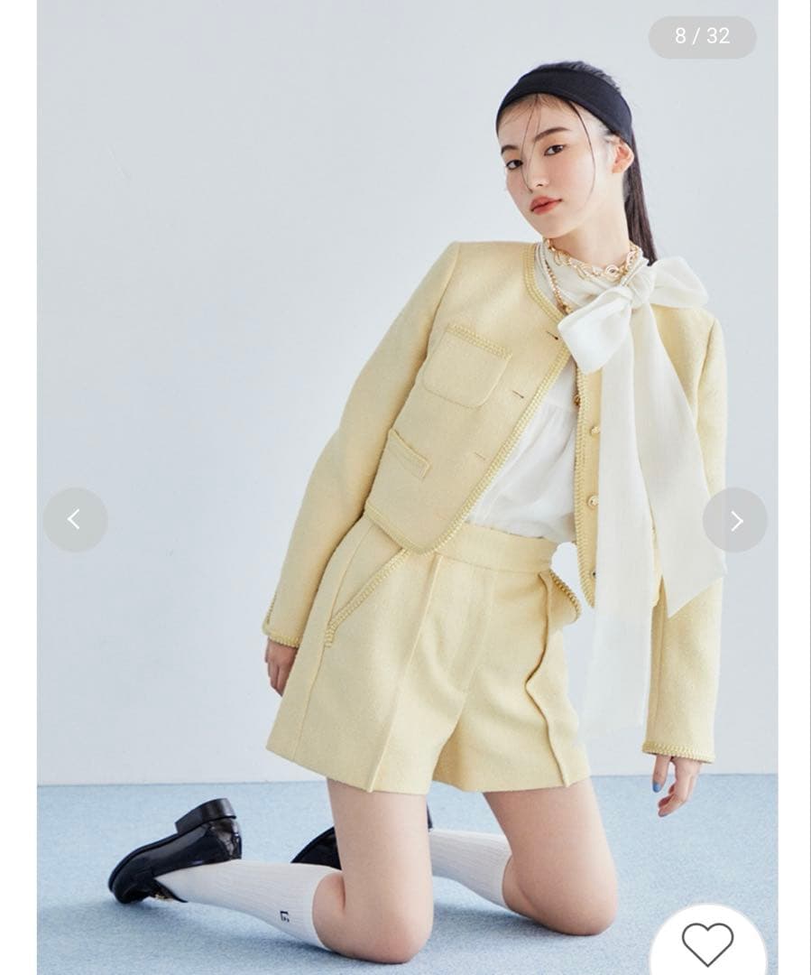 LILY BROWN ツイードショートパンツ イエロー