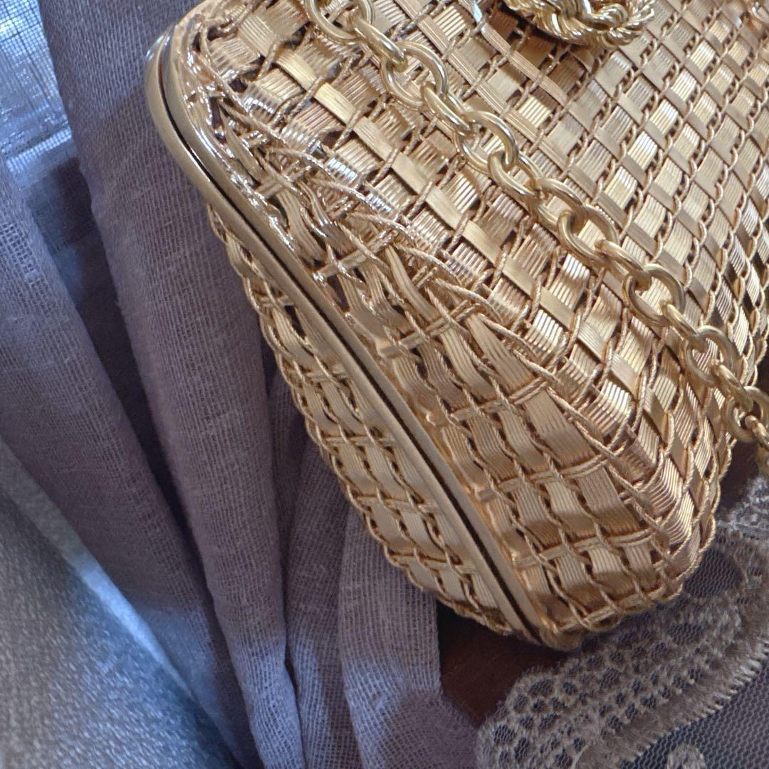 rodo 2way ゴールド　メタル編み　クラッチバック＆ショルダーバック