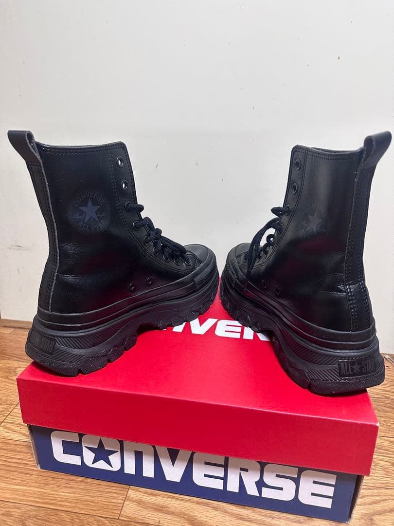 【美品】コンバース ハイカットスニーカー 黒　厚底/(24.5cm)