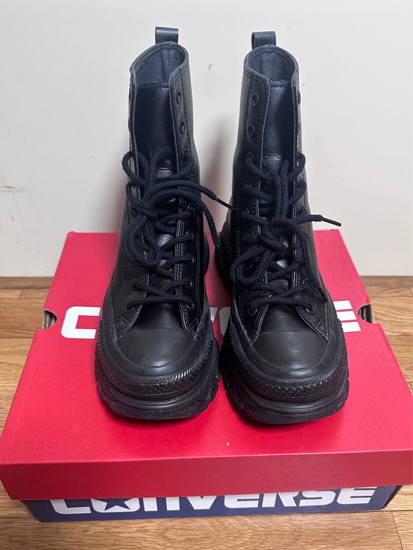 【美品】コンバース ハイカットスニーカー 黒　厚底/(24.5cm)