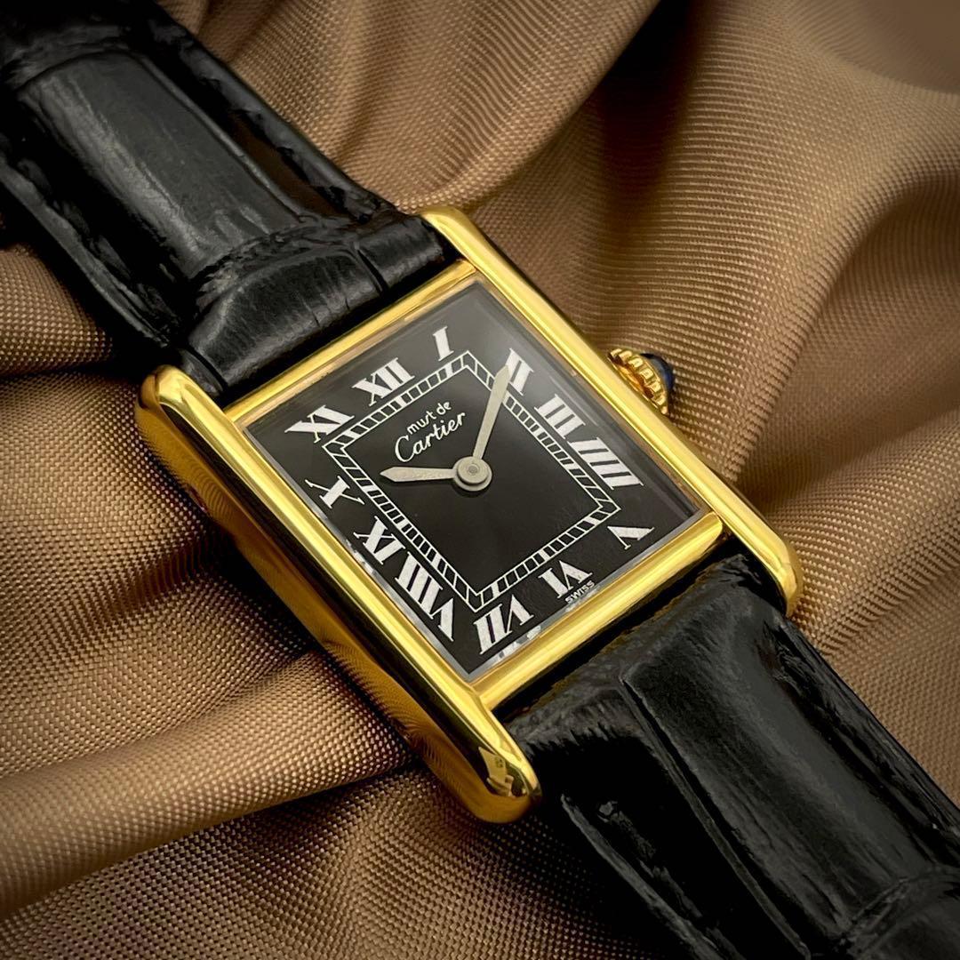 T145 カルティエ ヴェルメイユ マストタンクSM オニキスローマン 手巻き