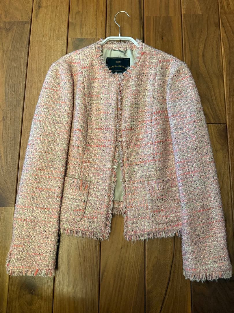 ほぼ未使用⭐︎LINTON×23区　ツイード ノーカラージャケット Mサイズ38