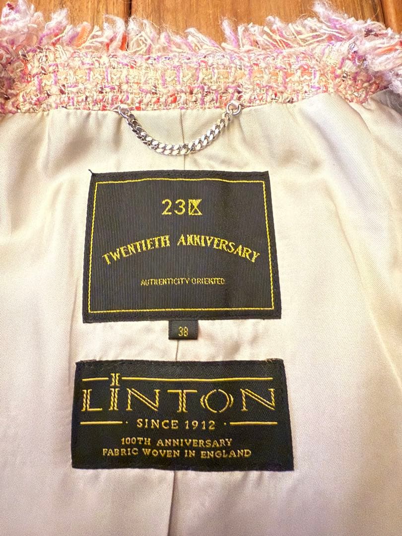 ほぼ未使用⭐︎LINTON×23区　ツイード ノーカラージャケット Mサイズ38