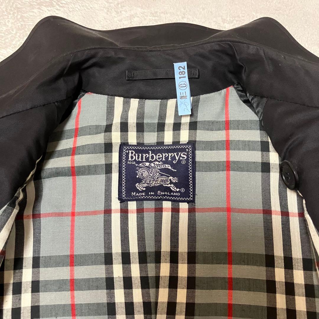 バーバリー 英国製 トレンチコート ロング 裏ノバチェック総柄 ベルト　黒　S