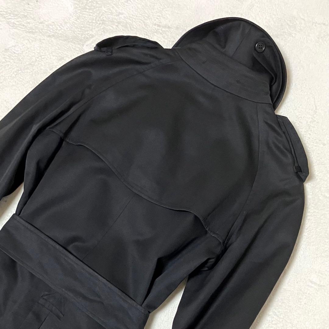 バーバリー 英国製 トレンチコート ロング 裏ノバチェック総柄 ベルト　黒　S