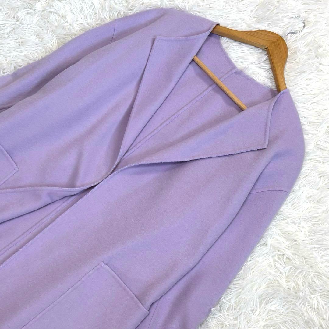 23区 リバーコート ノーカラー カシミヤ ロング丈 ラベンダー M