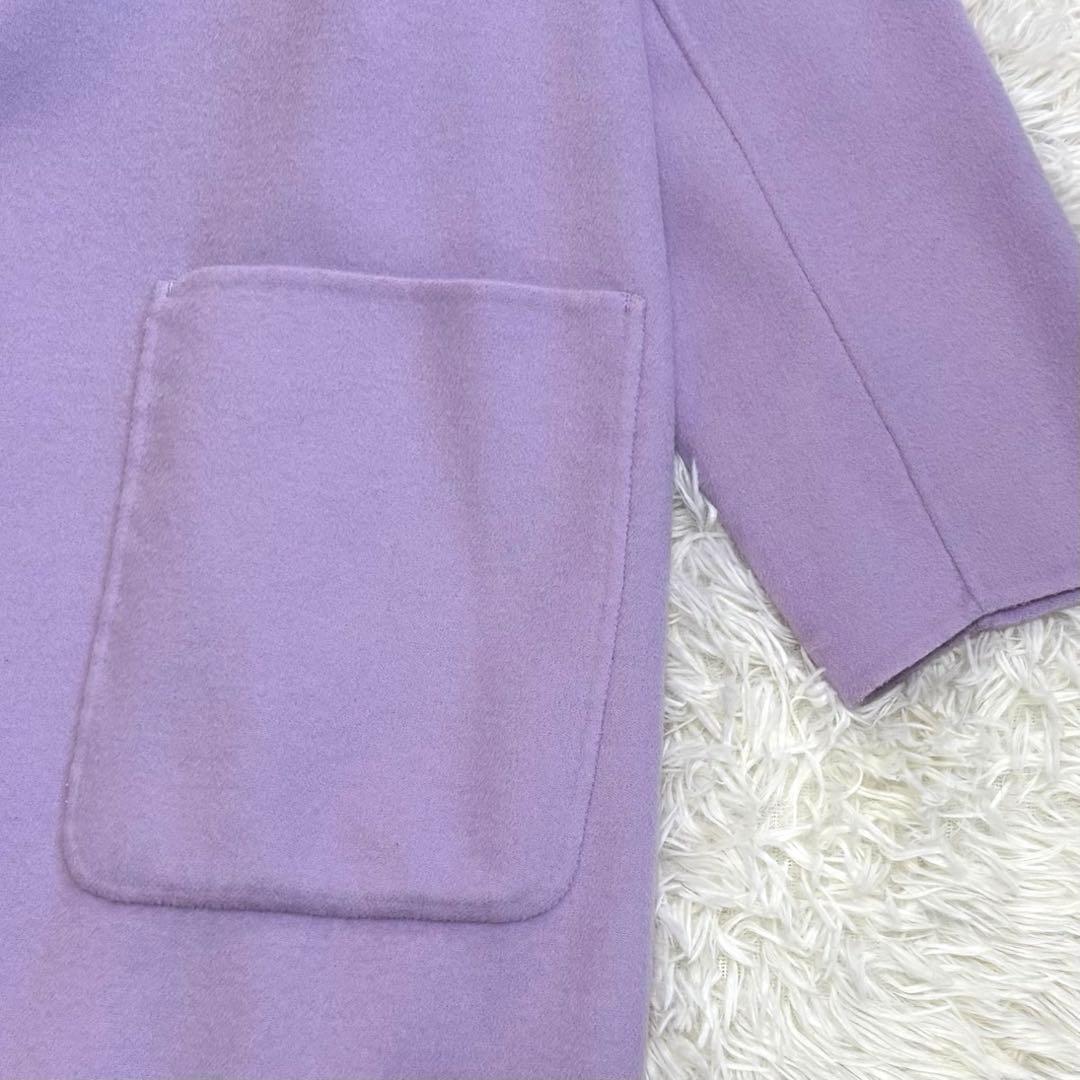 23区 リバーコート ノーカラー カシミヤ ロング丈 ラベンダー M