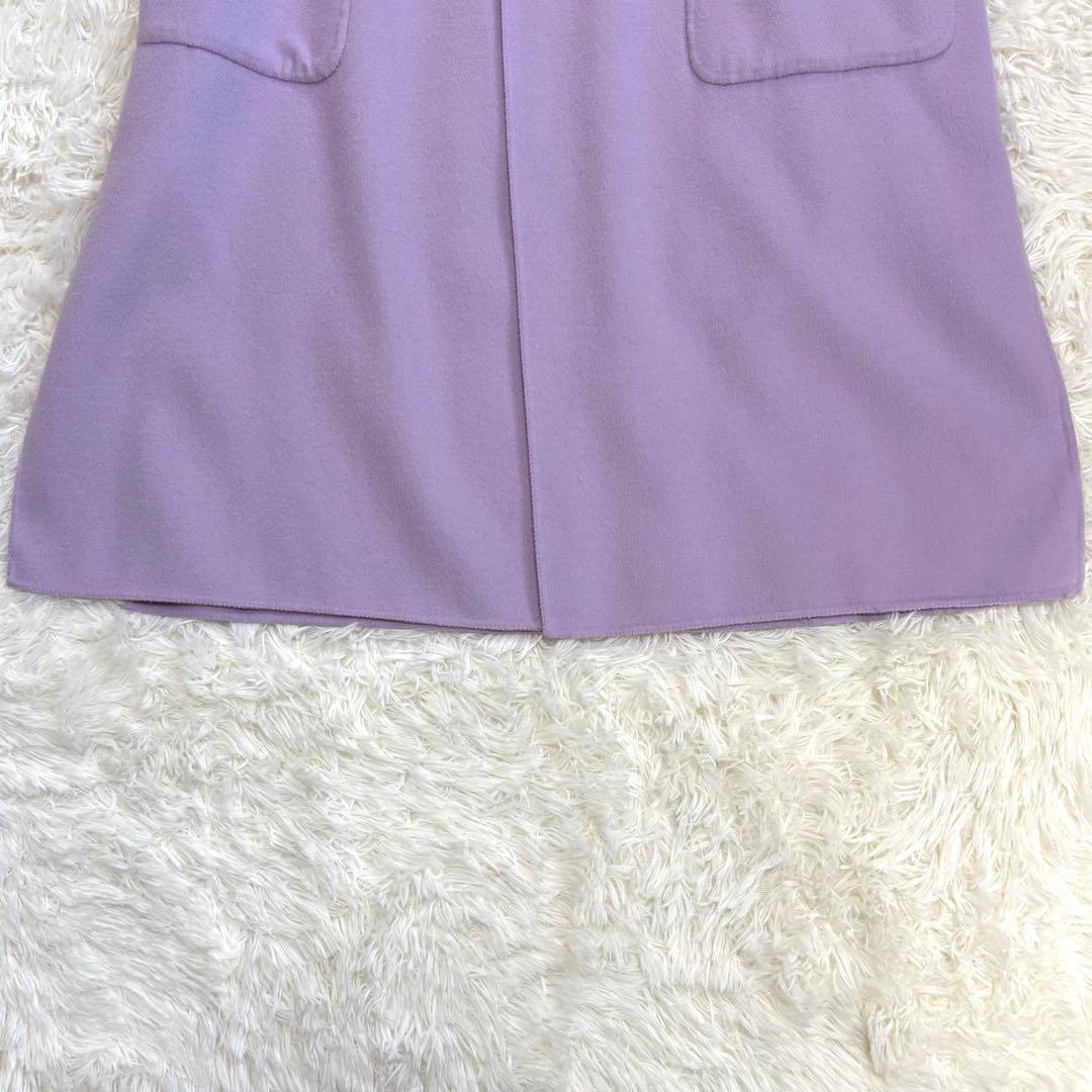 23区 リバーコート ノーカラー カシミヤ ロング丈 ラベンダー M
