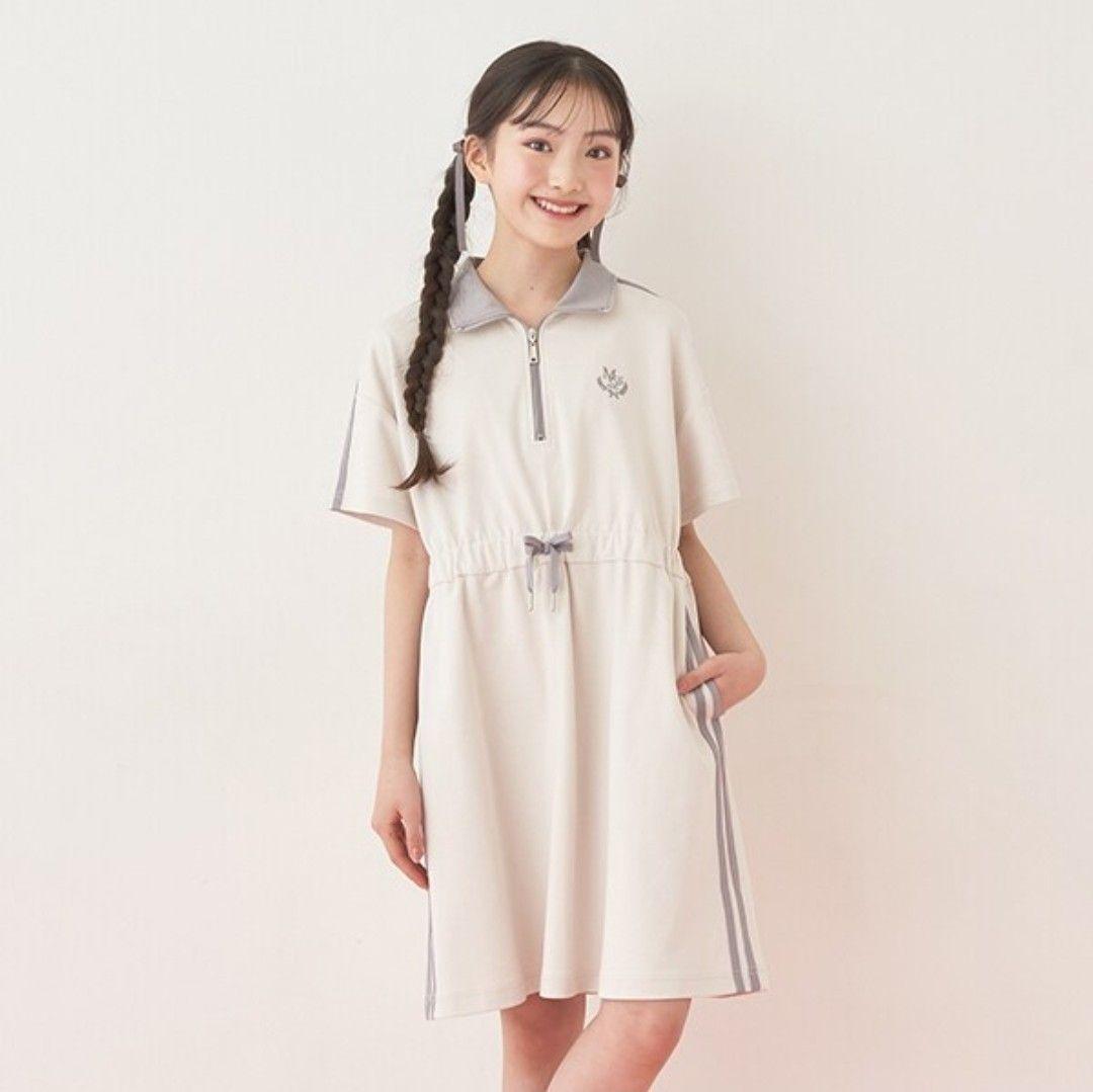 【新品タグ付】メゾピアノ　サイドラインワンピース　アイボリー　140