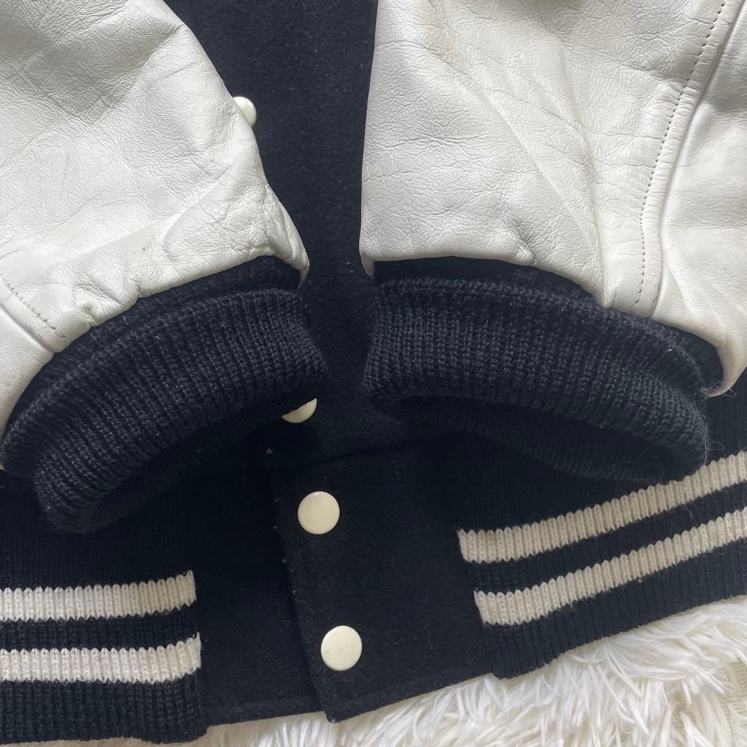 極希少　L相当　好配色　Catch ball袖レザースタジアムジャンパー　44