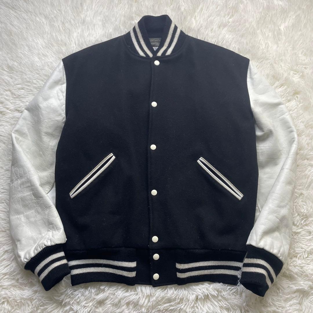 極希少　L相当　好配色　Catch ball袖レザースタジアムジャンパー　44