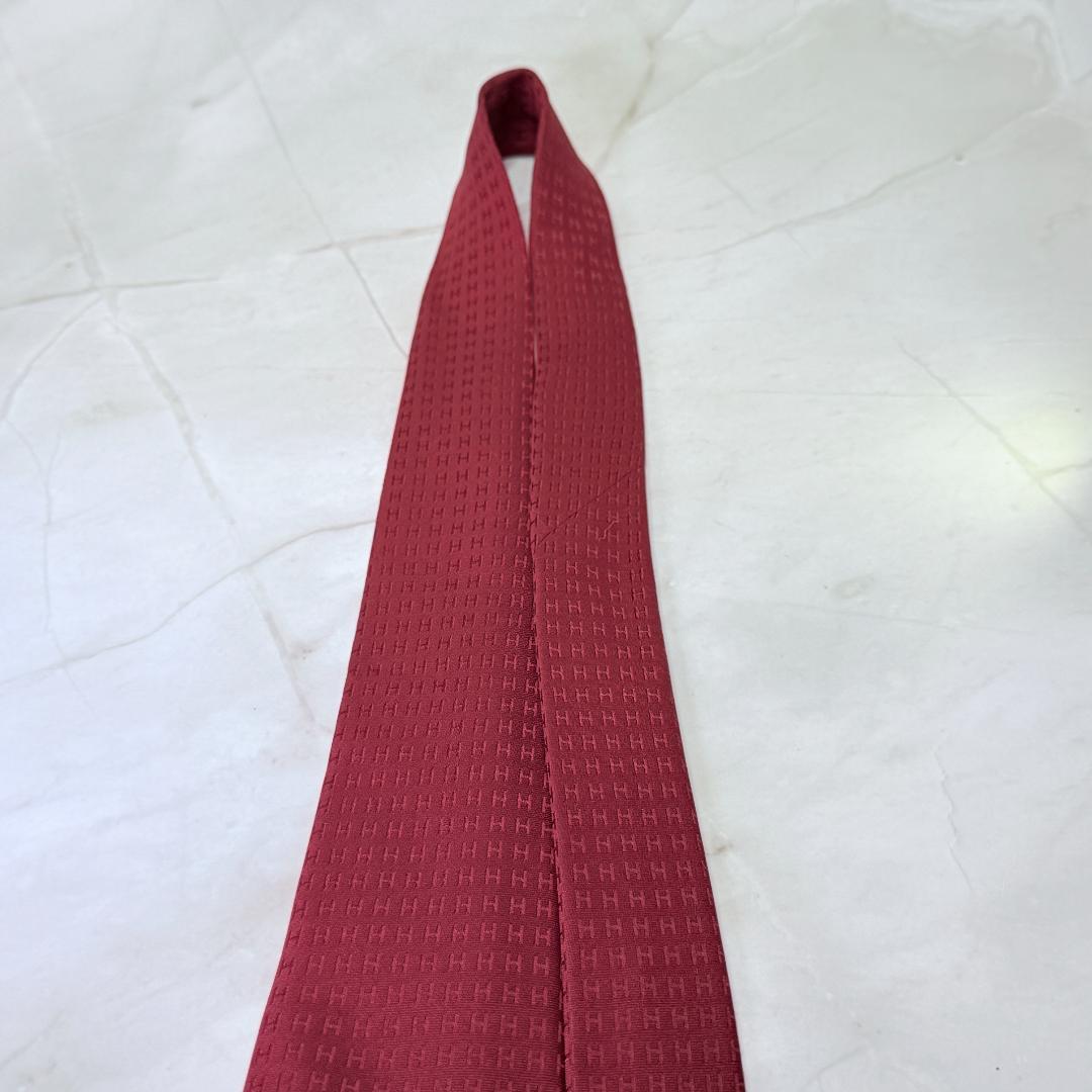 ☆即発 エルメス ファソネH façonné H シルクネクタイ ボルド 極美品