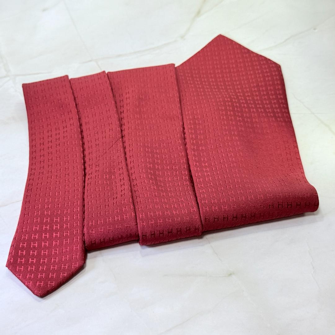 ☆即発 エルメス ファソネH façonné H シルクネクタイ ボルド 極美品
