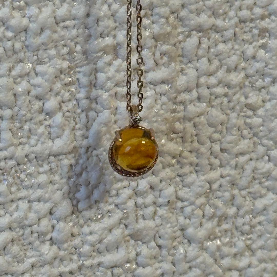 ぷ*ぷ様 アガット K10 アンバー ダイヤモンド ネックレス