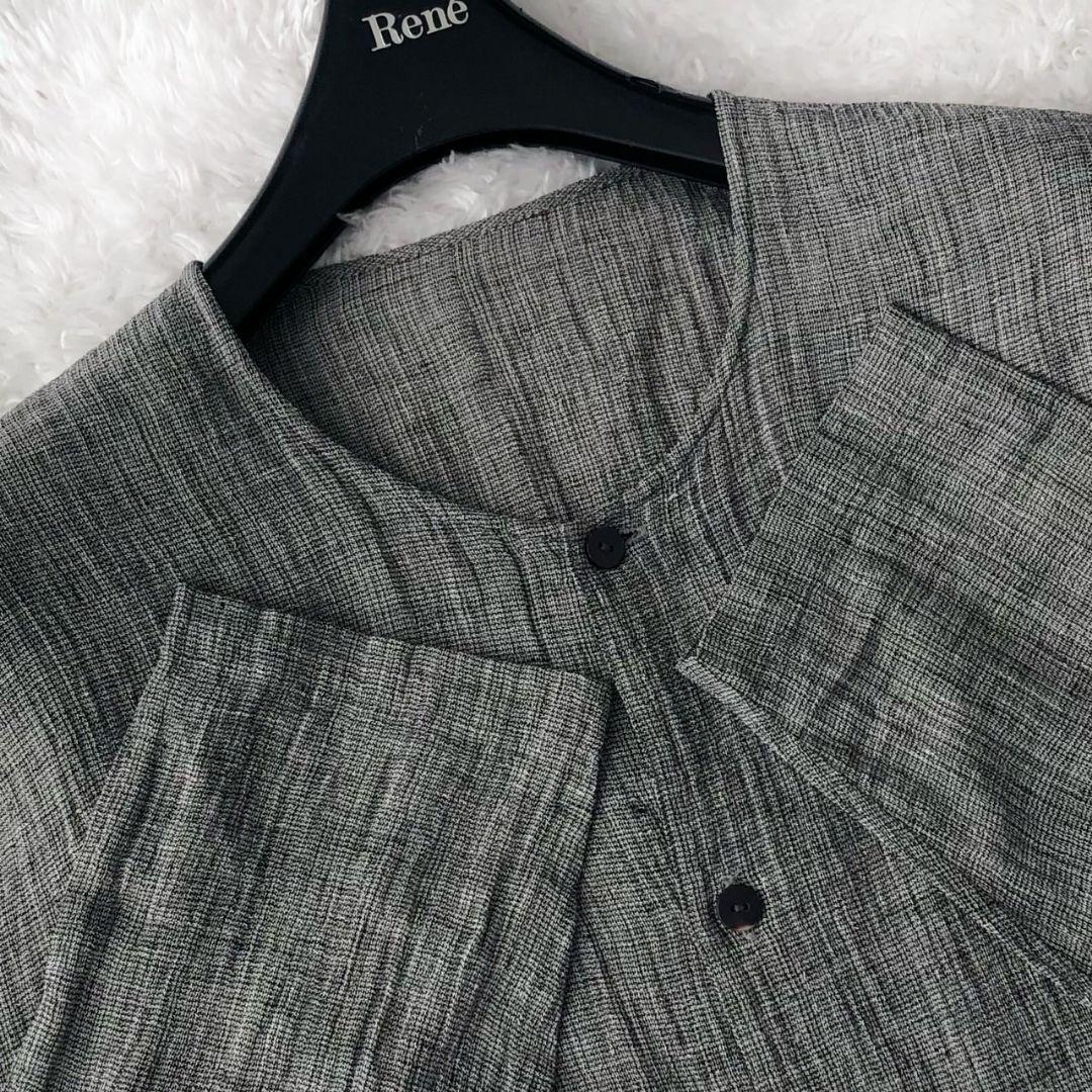 ヨーガンレール チュニック リネン100 スリット 長袖 チャコールグレー 3L