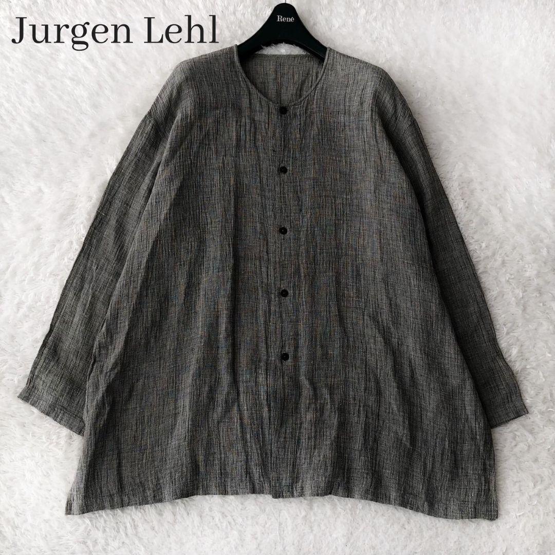 ヨーガンレール チュニック リネン100 スリット 長袖 チャコールグレー 3L