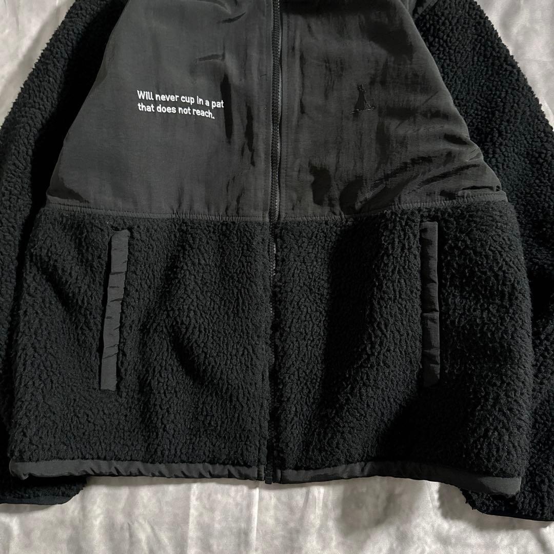 FR2 GOLF ボアフリース　刺繍ロゴ　バックプリント　切替　黒　ゴルフフェア