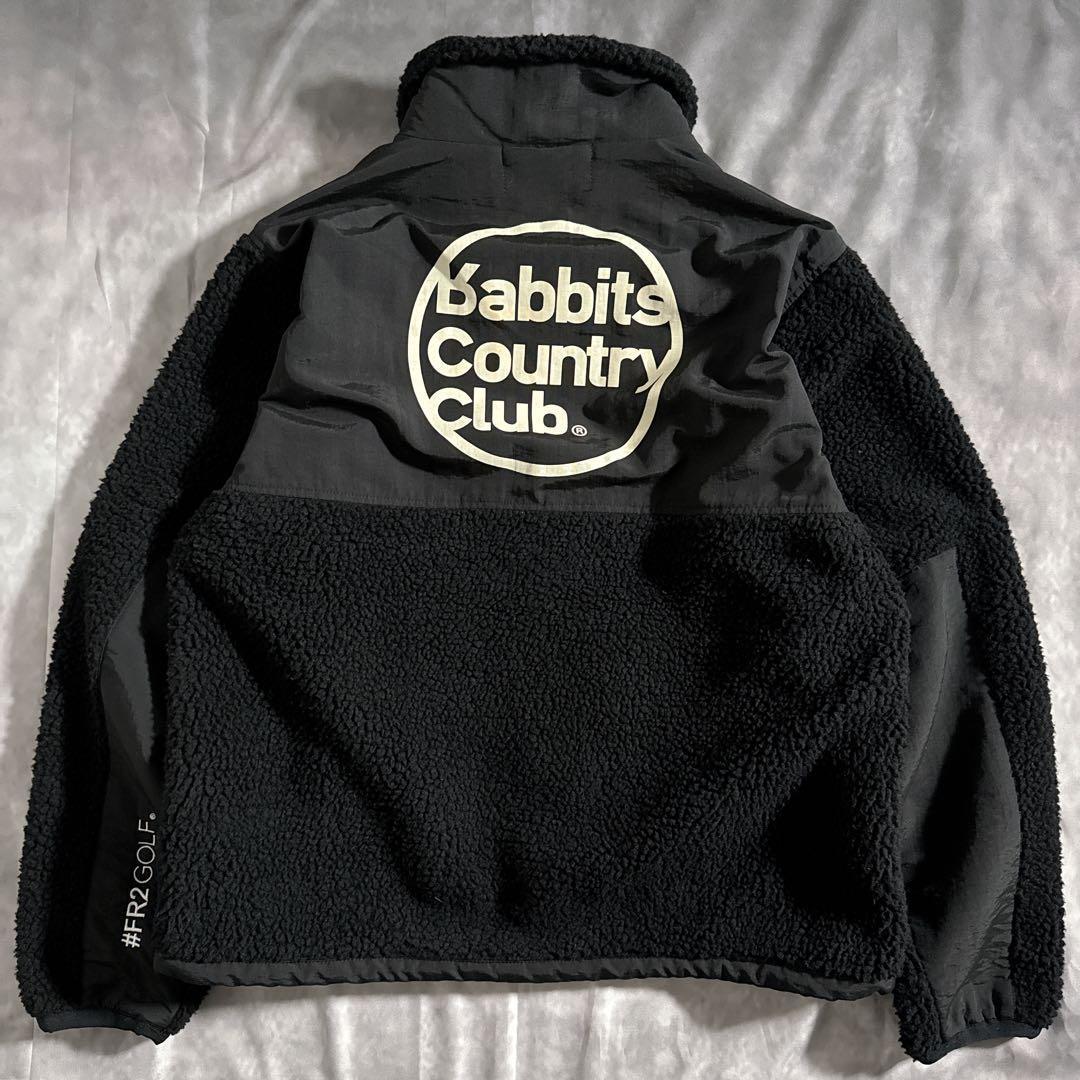 FR2 GOLF ボアフリース　刺繍ロゴ　バックプリント　切替　黒　ゴルフフェア