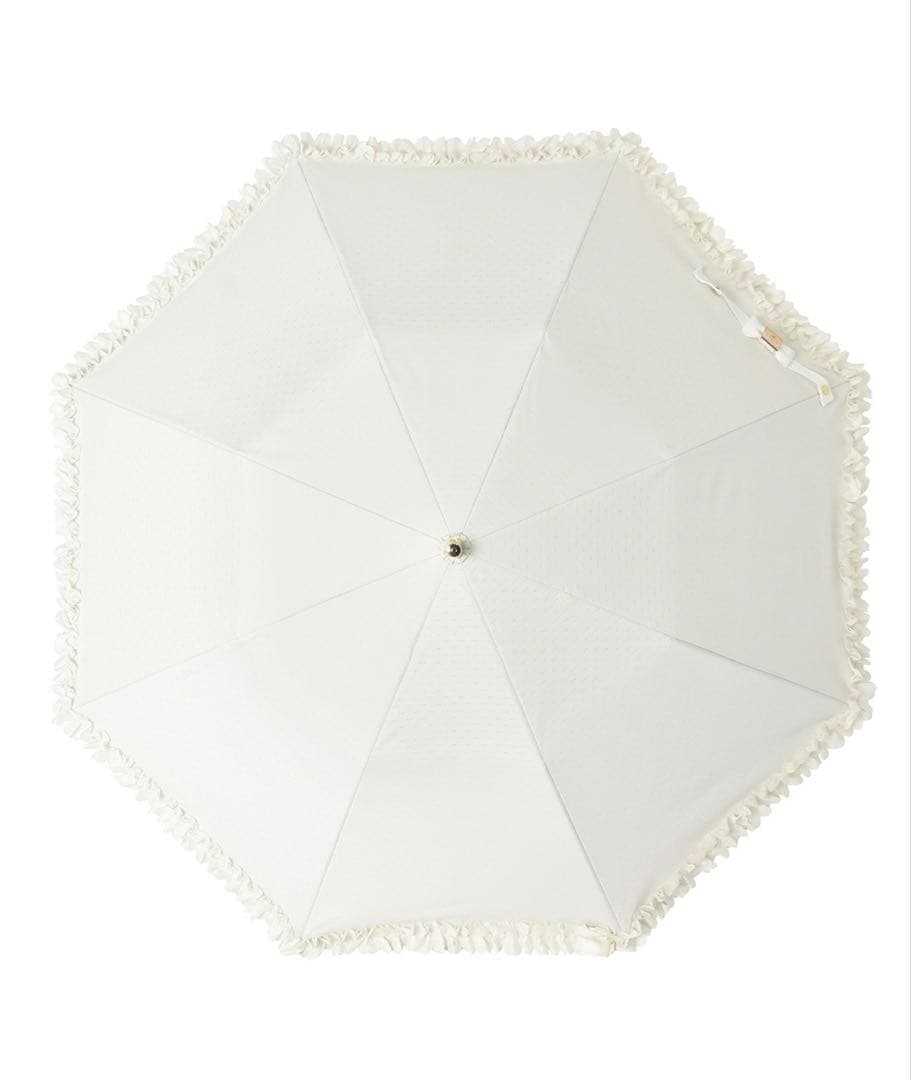 LANVIN en Blue 遮光 晴雨兼用折りたたみ日傘　ドビーフリル