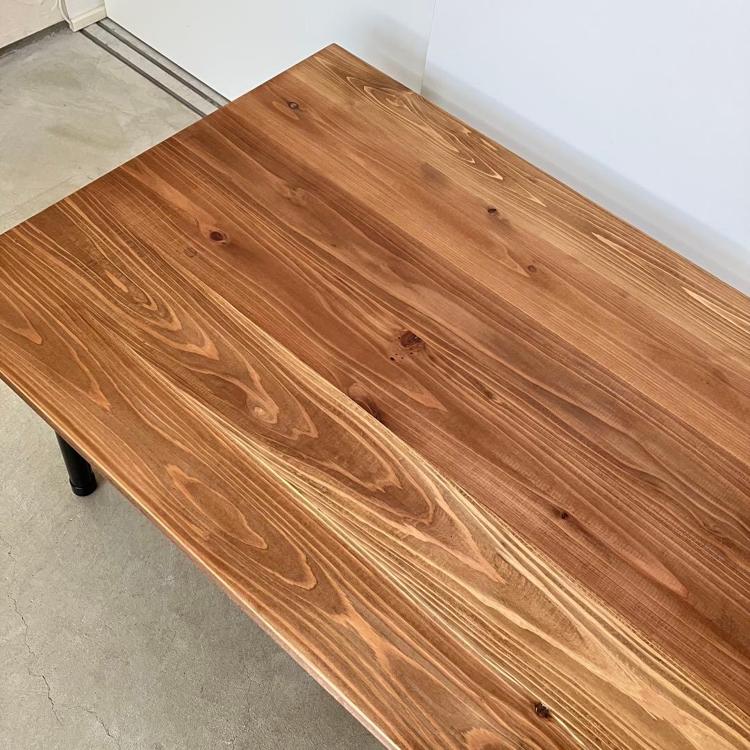 杉無垢材の折りたたみテーブル【ハンドメイド家具】　角・側面丸面加工