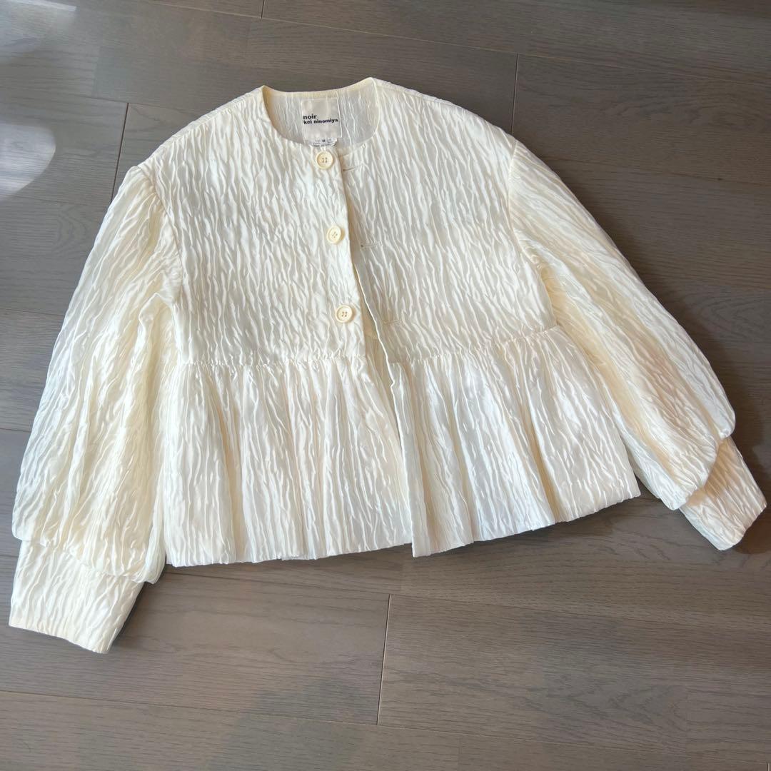 noir kei ninomiya ノーカラージャケット M ホワイト