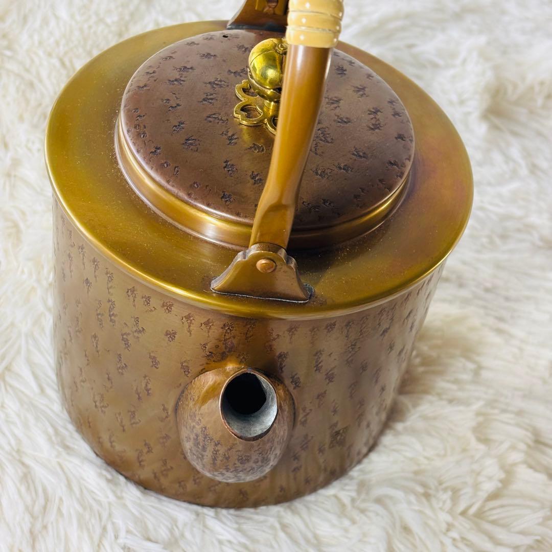 北越堂　湯沸　四代　本間弘　鎚起銅器　共箱　美品　やかん　薬缶　新潟県　燕