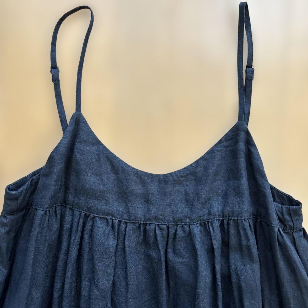 未使用に近い　ネストローブ　定番キャミワンピース　リネン　ブラック　通年活躍