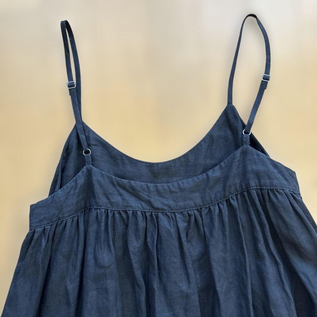 未使用に近い　ネストローブ　定番キャミワンピース　リネン　ブラック　通年活躍