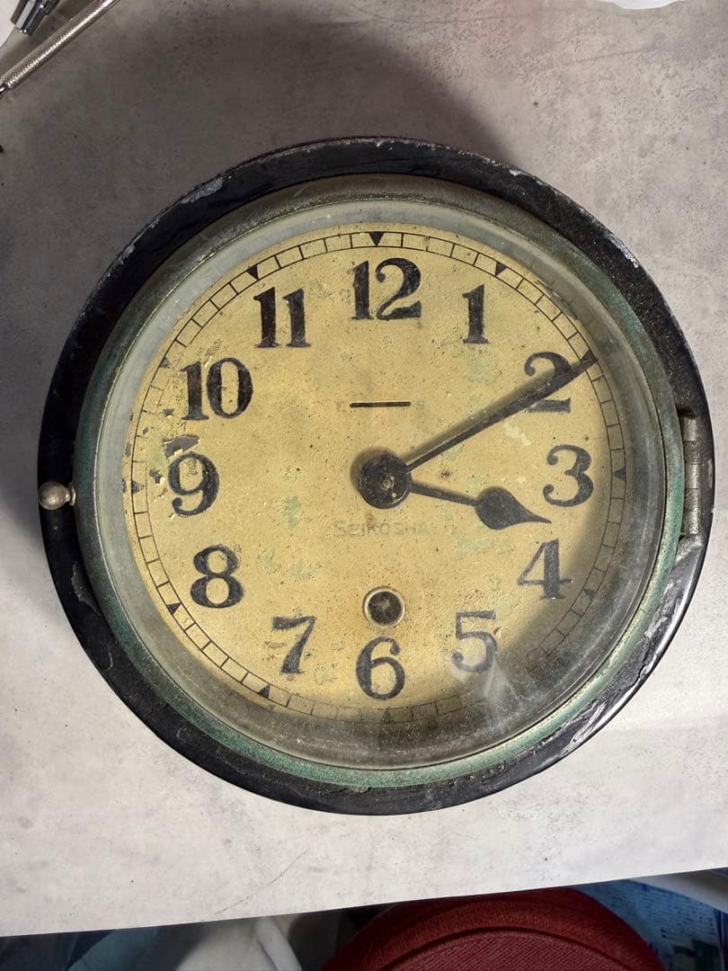 精工舎 船舶時計 ゼンマイ式 動作品 真鍮ムーブメント 鋳鉄ケース 昭和初期