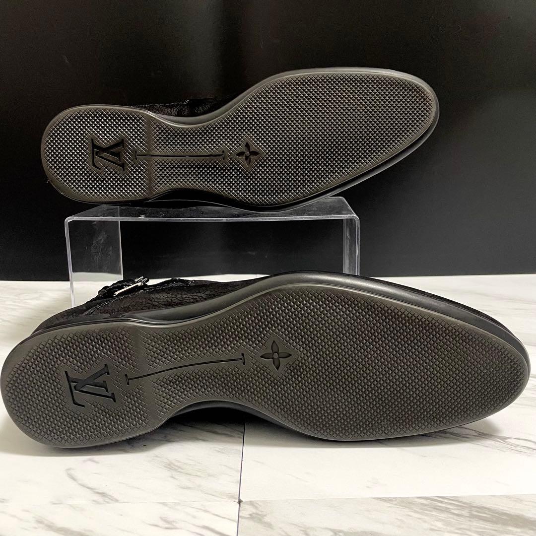 美品⭐️ルイヴィトン アンクルブーツ モノグラム ロゴ刻印 レザー 黒 26.5